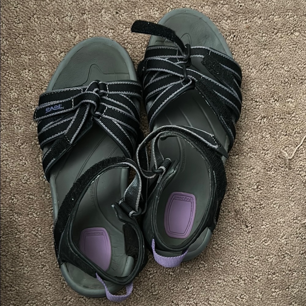 Teva Women's Black and Gray Strappy Sandals